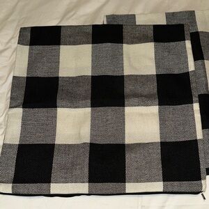 Set of 2 Black and White Buffalo Check Pillow Covers